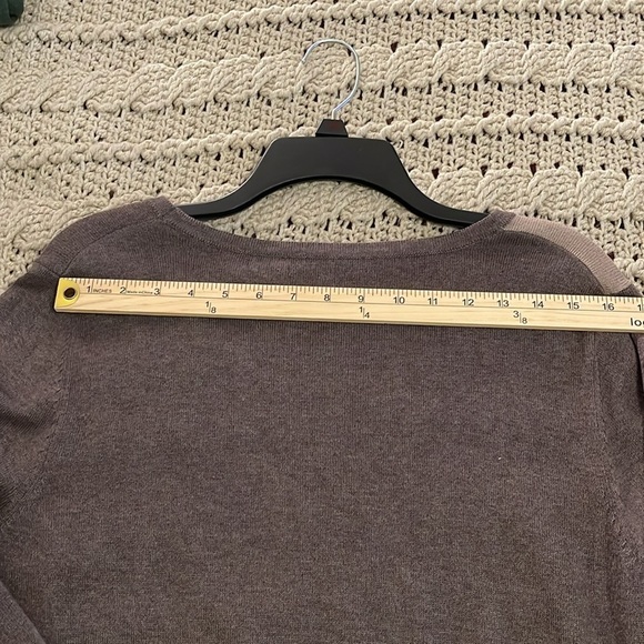 50% Viscose Brown, Gray, Tan, & White colorblock Midi Sweater dress women’s sz M - Picture 11 of 15